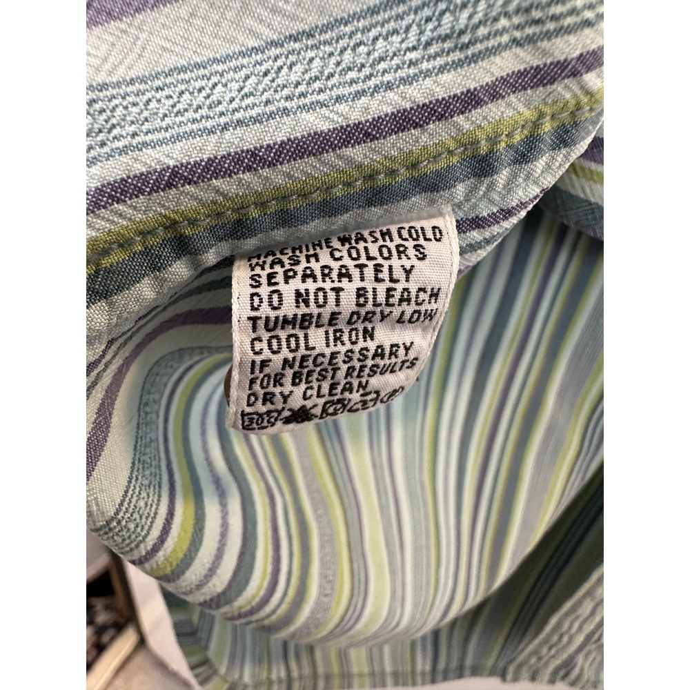 Tommy Bahama 100% Silk LS Striped Button Down Shirt Blue Mens Large Coastal Camp - Picture 12 of 13